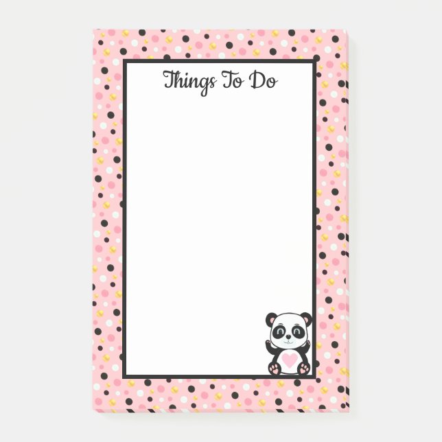 Post-it® Choses à Faire Panda et Points à Rayures sur Fond  (Devant)