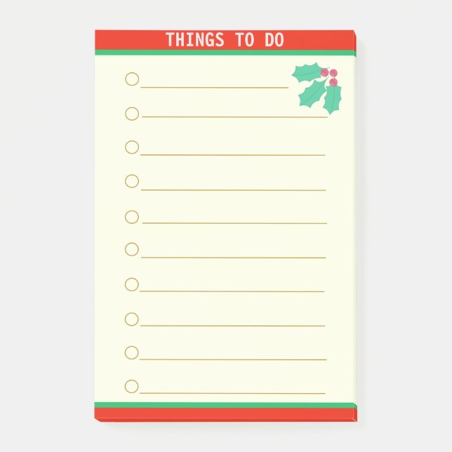 Post-it® Choses à faire personnalisables et baie de houx (Devant)