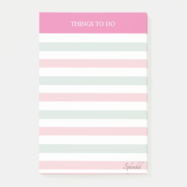 Post-it Choses à Faire Trèfles et Rayures Pastel (Devant)