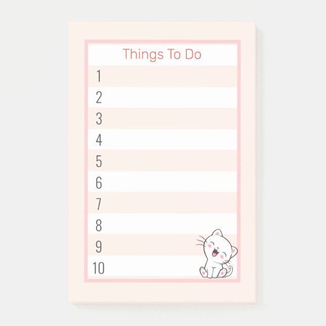 Post-it® Choses mignonnes à faire avec un chaton (Devant)