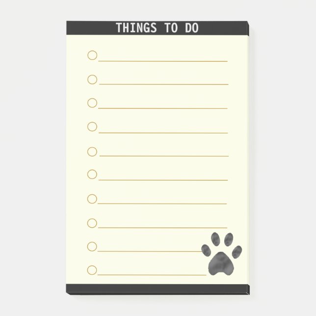 Post-it® Choses personnalisables à faire & Patte mignonne (Devant)