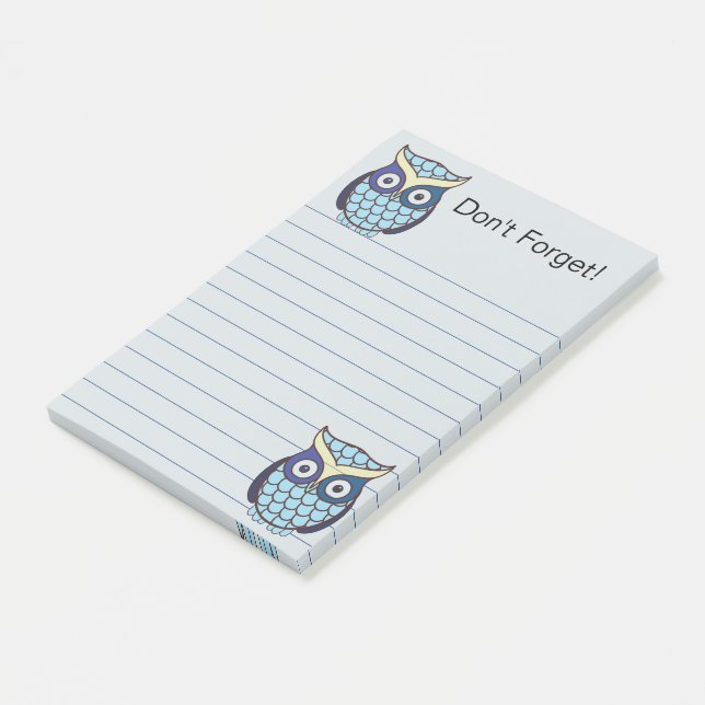 Post-it® Chouette Bleue Mignonne  Lignée (Incliné)
