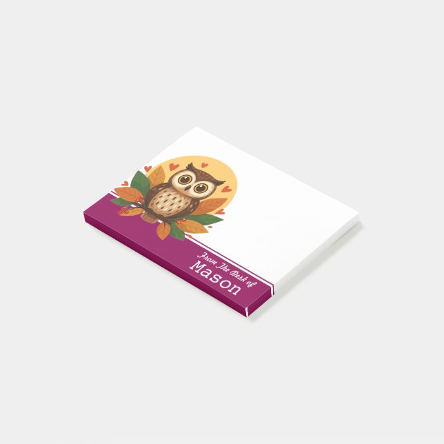 Post-it® Chouette brune drôle personnalisée (Incliné)