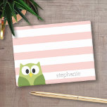 Post-it® Chouette cartonnée mignonne - Corail et vert avec<br><div class="desc">Une chouette moderne et simple aux couleurs tendance. Vous pouvez ajouter un nom,  un monogramme ou un autre texte personnalisé. Si vous avez besoin de déplacer l'art autour,  cliquez sur le bouton personnaliser pour apporter des modifications.</div>