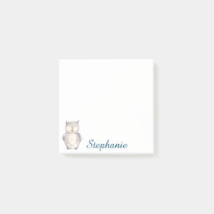 Post-it® Chouette d'aquarelle douce personnalisée