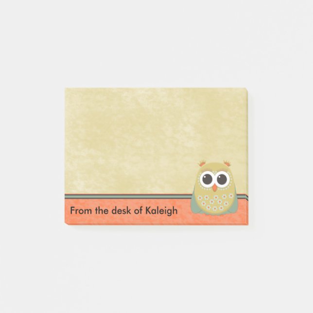 Post-it® Chouette jaune, verte et orange personnalisée mign (Devant)