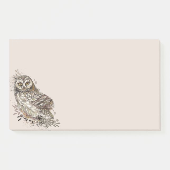 Post-it® Chouette mignonne, Aquarelle Oiseau Nature Bloc-no (Devant)