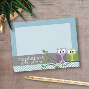 Post-it® Chouette mignonne en Branche - Bleu bébé garçon