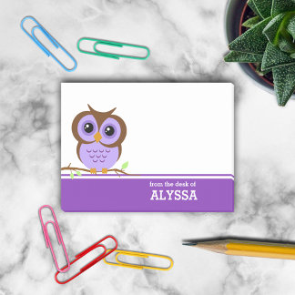 Post-it® Chouette mignonne en caricature violette