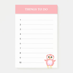 Post-it® Chouette Rose Corail Mignonne & Choses à Faire Mod