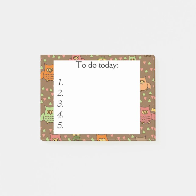 Post-it® Chouettes mignonnes sur la note Post Brown It (Devant)