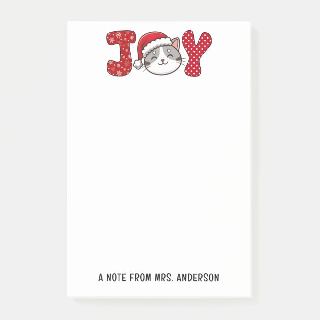 Post-it® Christmas Kitty Chat "JOY" Personnalisé (Devant)