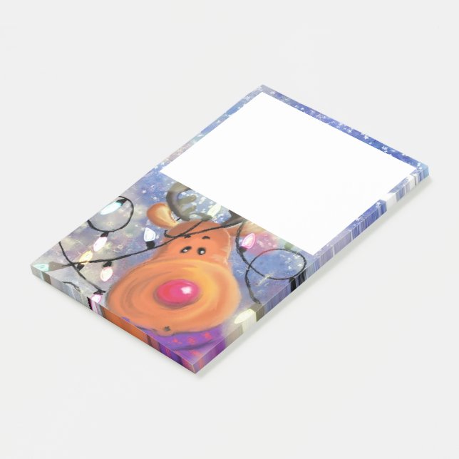 Post-it® Christmas Post it Notes avec Happy Reindeer (Incliné)