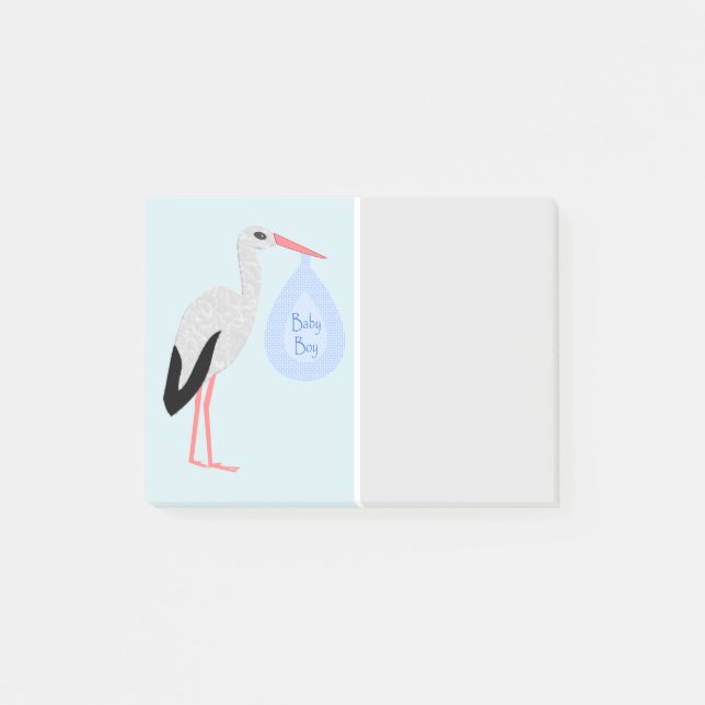 Post-it® Cigogne Bébé Garçon Bleu Mignon (Devant)