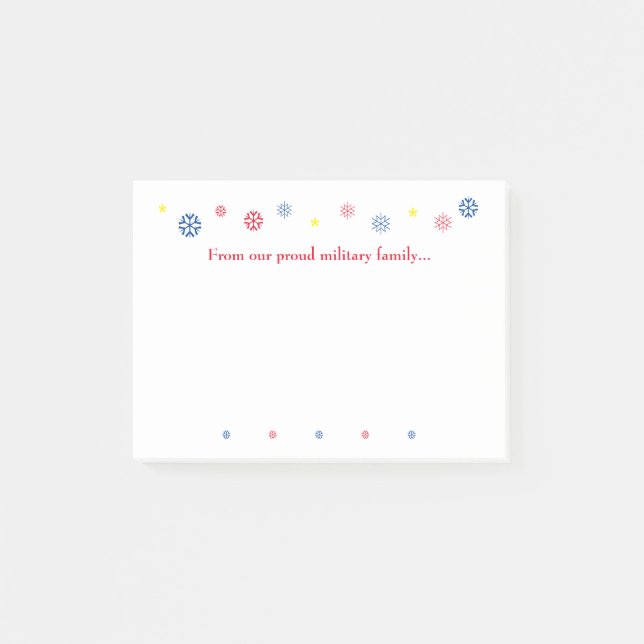 Post-it® Citation de Noël de la famille militaire Snowflake (Devant)