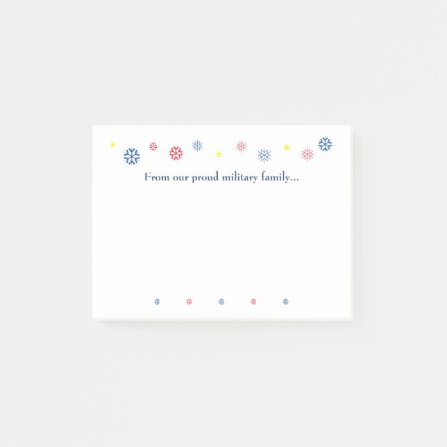 Post-it® Citation de Noël pour famille militaire Flocons de (Devant)