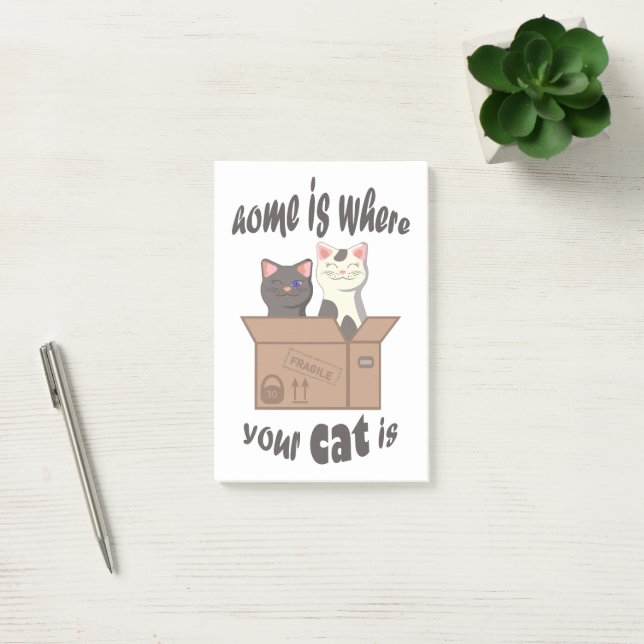 Post-it® Citation drôle Accueil est où est votre chat (Bureau)
