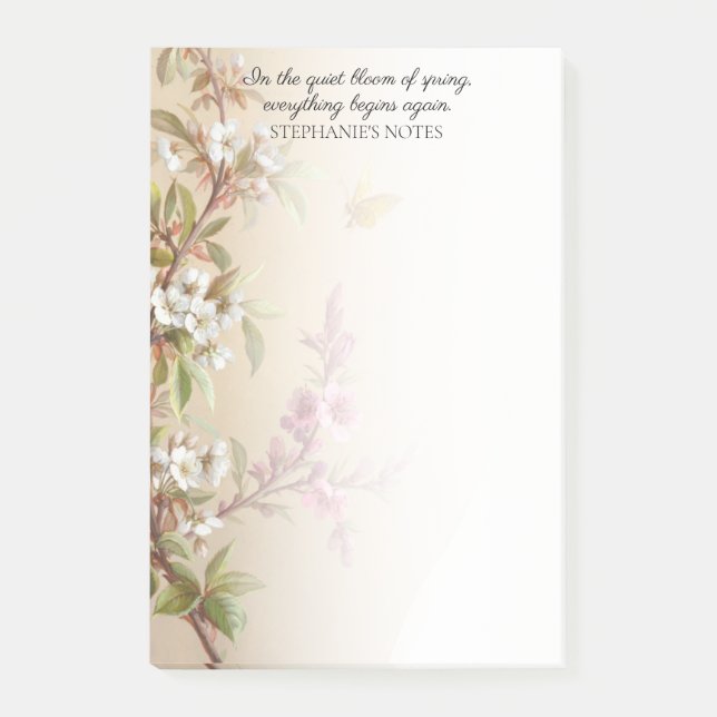 Post-it® Citation Papillon Fleur Rose Blanc Vintage (Devant)