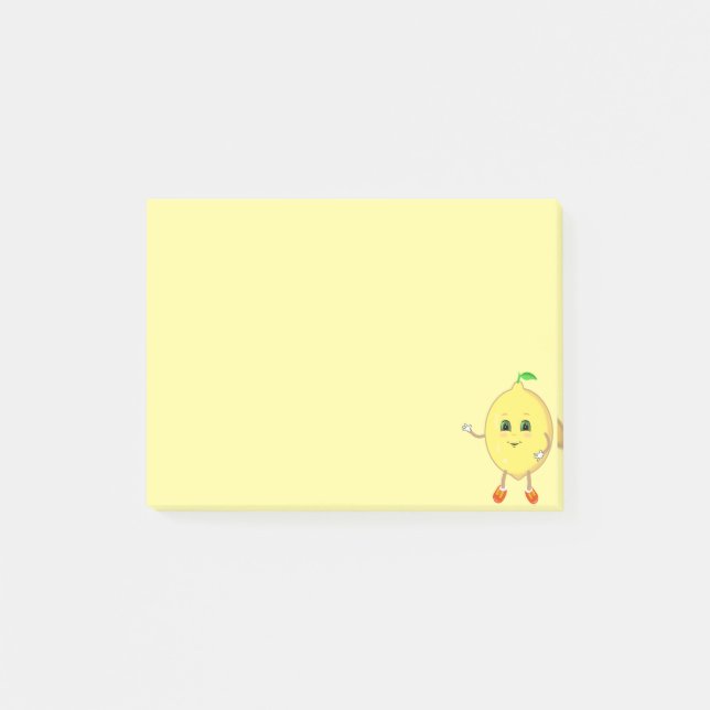 Post-it® Citron heureux mignon sur fond jaune (Devant)