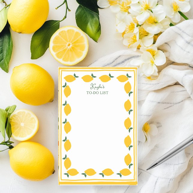 Post-it® Citron NOM PERSONNALISÉ Cute TO DO Épicerie Liste  (Lemon CUSTOM NAME Cute TO-DO Grocery Shopping List Post-it Notes
)