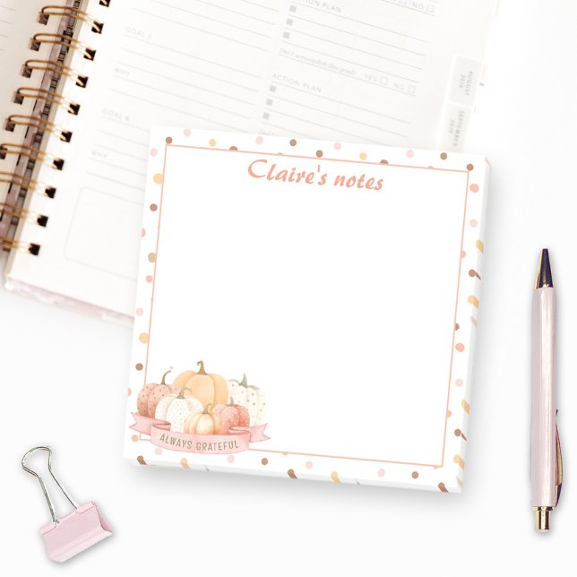 Post-it® Citrouille d'automne Pastel Orange Thanksgiving No (Fall Pumpkin Pastel Orange Thanksgiving Name Post-it Notes)