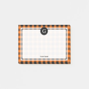 Post-it® Citrouille Orange Black Buffalo Plaid Check 1IR