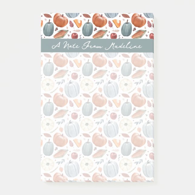 Post-it® Citrouilles d'automne et feuilles d'automne Motif (Devant)