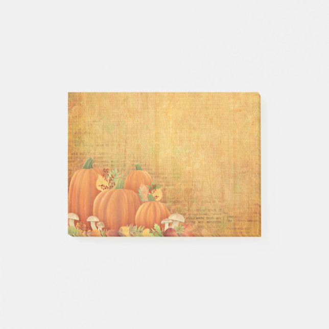 Post-it® Citrouilles d'automne et illustration du feuillage (Devant)