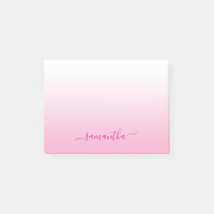 Post-it® Clair rose Ombre Élégant Script Nom de signature