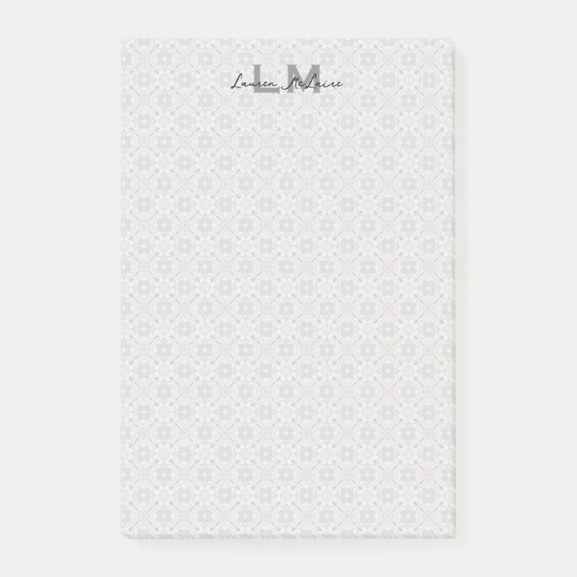 Post-it® Classic Spanish Tile Monogram Stationery (Devant)