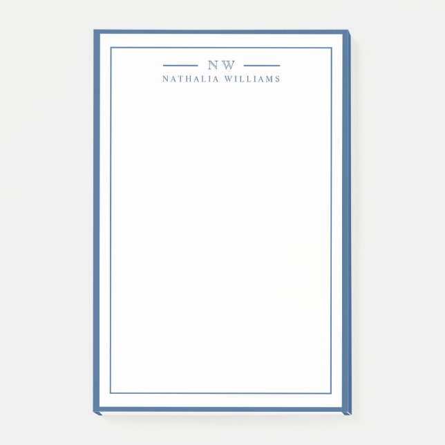 Post-it® Classique bleu marine deux bordures monogramme lig (Devant)