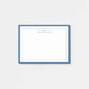 Post-it® Classique bleu marine deux bordures monogramme lig