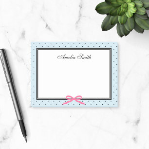 Post-it® Classique moderne bleu Polka noir point rose ruban