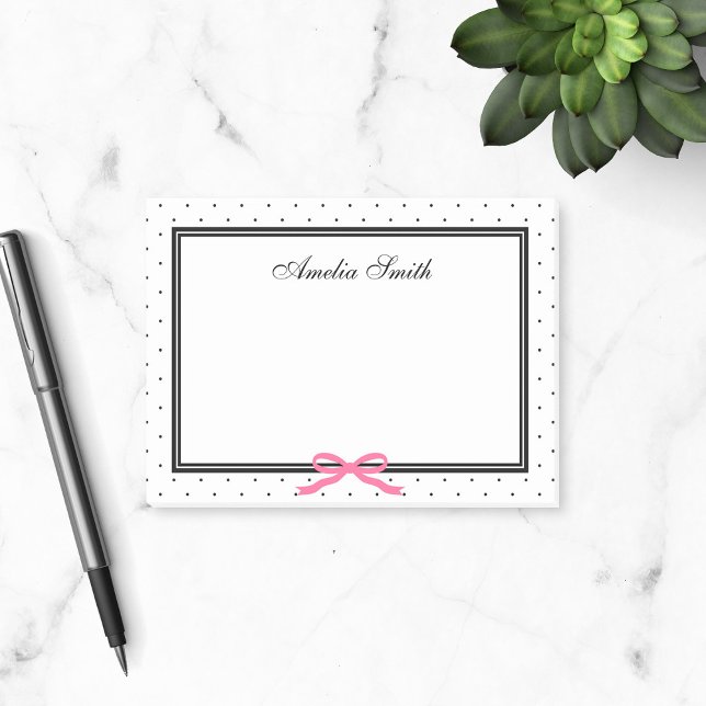 Post-it® Classique moderne noir blanc Polka point rose ruba (Créateur téléchargé)