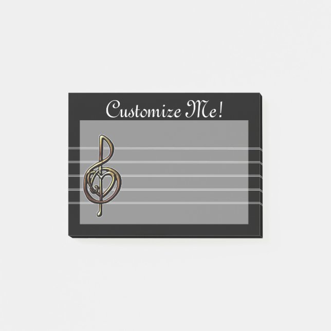 Post-it® Clef triple musicale noire (Devant)