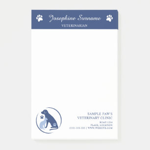 Post-it® Clinique Vétérinaire Bleue Vétérinaire Logo Et Tex