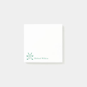 Post-it® Club de golf moderne classique traversé vert Monog