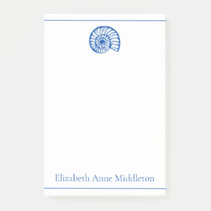 Post-it® Coastère bleu et blanc Coquille personnalisée