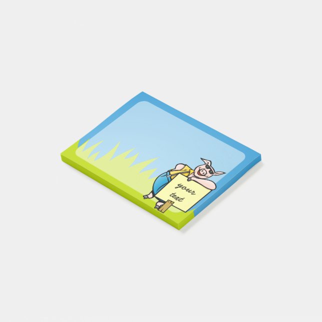 Post-it® Cochon avec signe (Incliné)