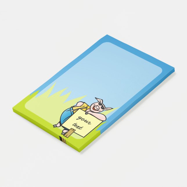 Post-it® Cochon avec signe (Incliné)