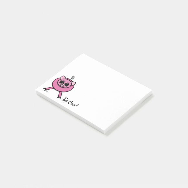 Post-it® Cochon Rose cool Dans Les Lunettes De Soleil (Incliné)
