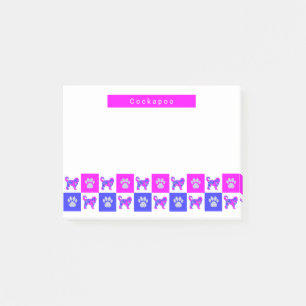 Post-it® Cockapoo Silhouette Chien & Paw Hot Pink & Blue