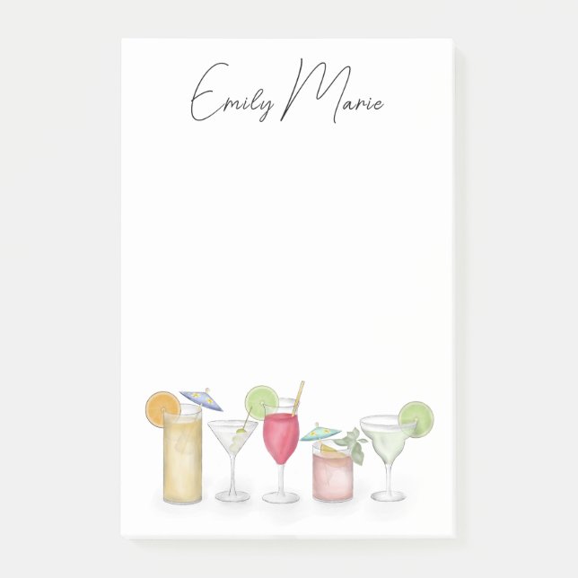 Post-it® Cocktail mignon Boissons Colorful Simple Calligrap (Devant)