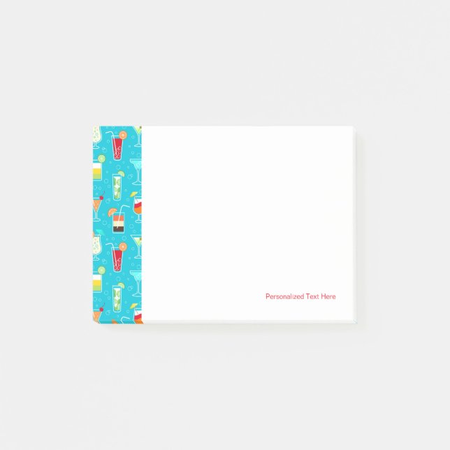 Post-it® Cocktail Motif sur Arrière - plan Turquoise (Devant)