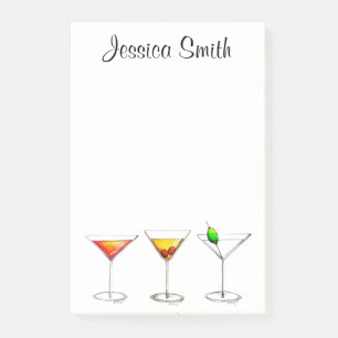 Post-it® Cocktails de Martini Cosmo Manhattan personnalisés