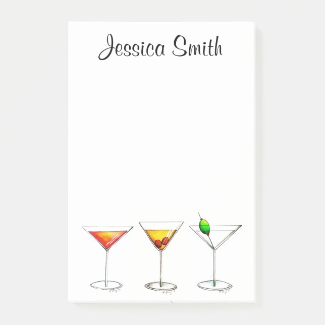 Post-it® Cocktails de Martini Cosmo Manhattan personnalisés (Devant)