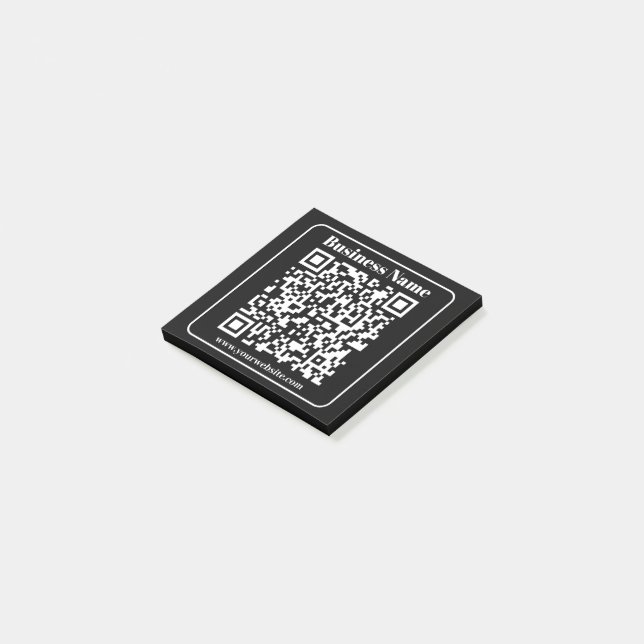 Post-it® Code QR éditable Style Rétro Moderne Noir & Blanc (Incliné)