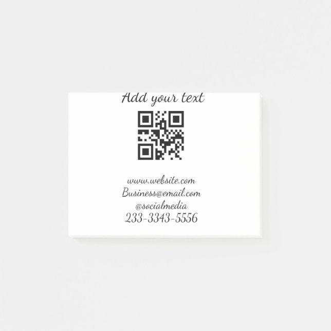 Post-it® code QR personnalisé simple ajouter votre nom text (Devant)
