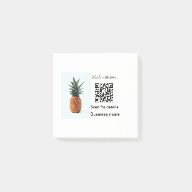 Post-it® Code QR simple pour entreprise de fruits d'ananas (Devant)