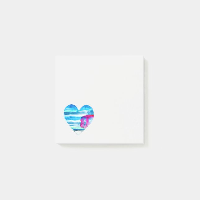 Post-it® Cœur aquarelle bleu (Devant)